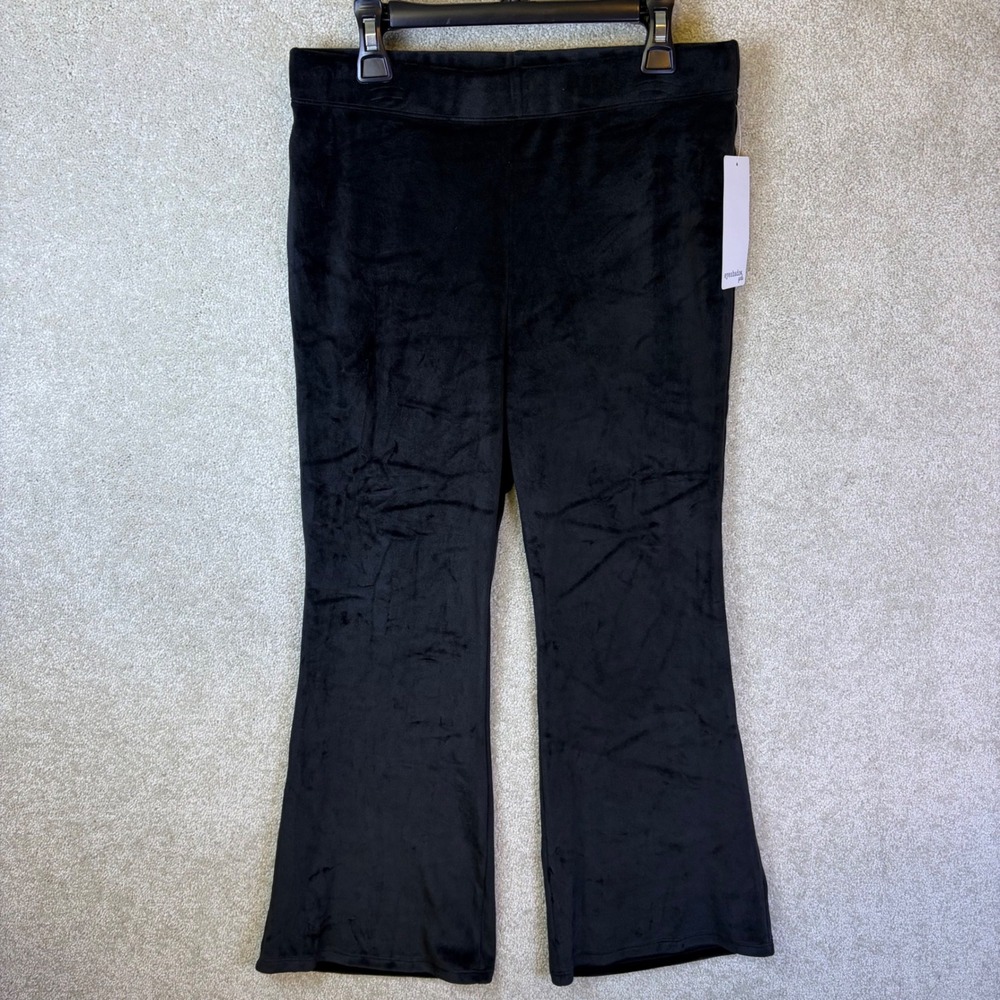 Eyeshadow Girls Flare Leg Velour Pants XL 16 Black Soft Cozy Y2K Style NEW